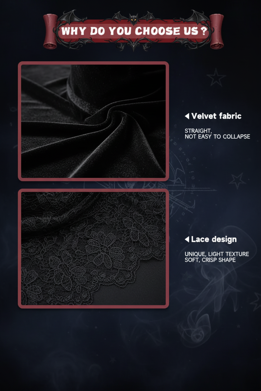 Thick Velvet Lace Long Streamer Wizard's Hat for Halloween Sorceress Sanctuary