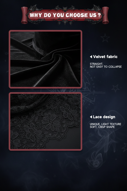 Thick Velvet Lace Long Streamer Wizard's Hat for Halloween Sorceress Sanctuary
