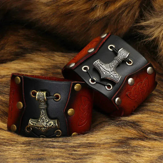 Thunderbolt Hammer Bracelet - Sorceress Sanctuary Ancient Silver-Ancient cyan