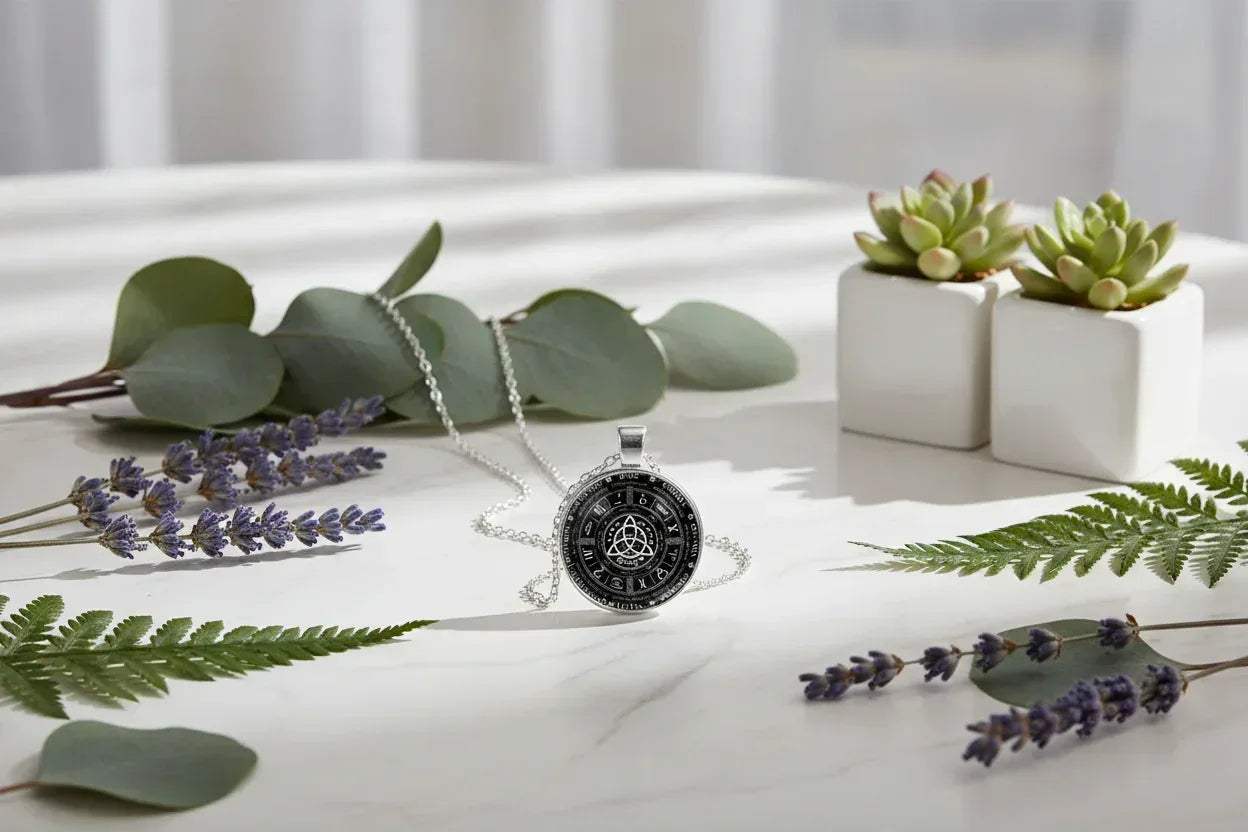 Time Gem Necklace - Sorceress Sanctuary Bronze-Silver white-Black