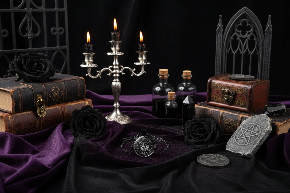 Time Gem Necklace - Sorceress Sanctuary Bronze-Silver white-Black