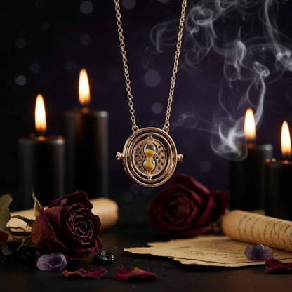 Time Turner Hourglass Necklace - Sorceress Sanctuary Gray-Pink-Silver-Gold-White