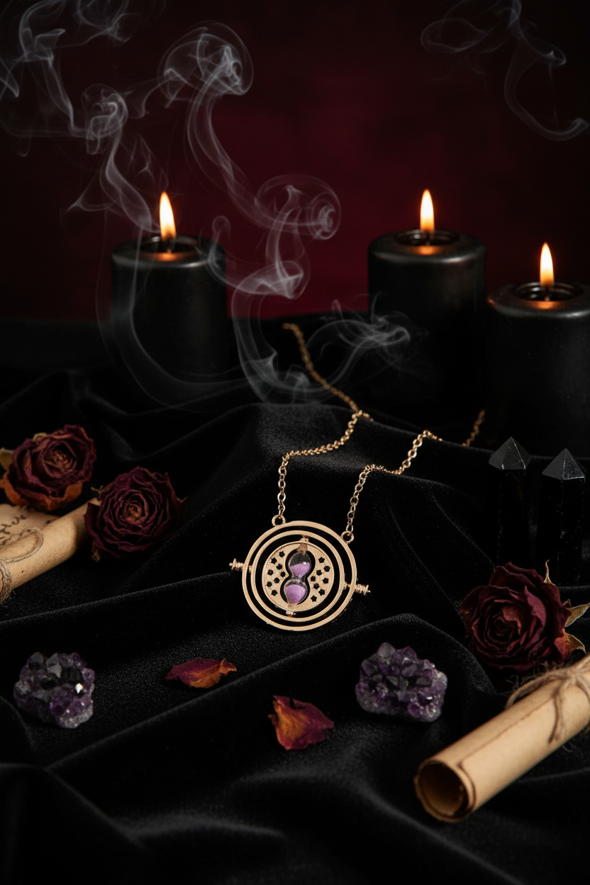 Time Turner Hourglass Necklace - Sorceress Sanctuary Gray-Pink-Silver-Gold-White