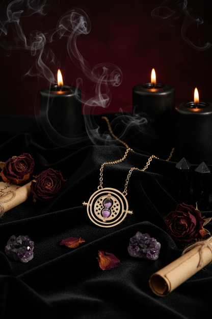 Time Turner Hourglass Necklace - Sorceress Sanctuary Gray-Pink-Silver-Gold-White