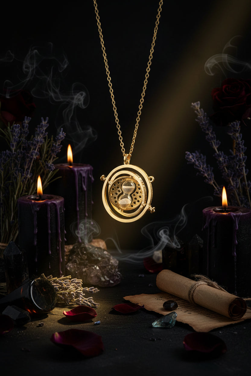 Time Turner Hourglass Necklace - Sorceress Sanctuary Gray-Pink-Silver-Gold-White