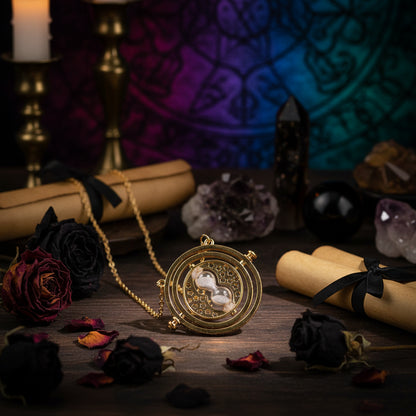 Time Turner Hourglass Necklace - Sorceress Sanctuary Gray-Pink-Silver-Gold-White