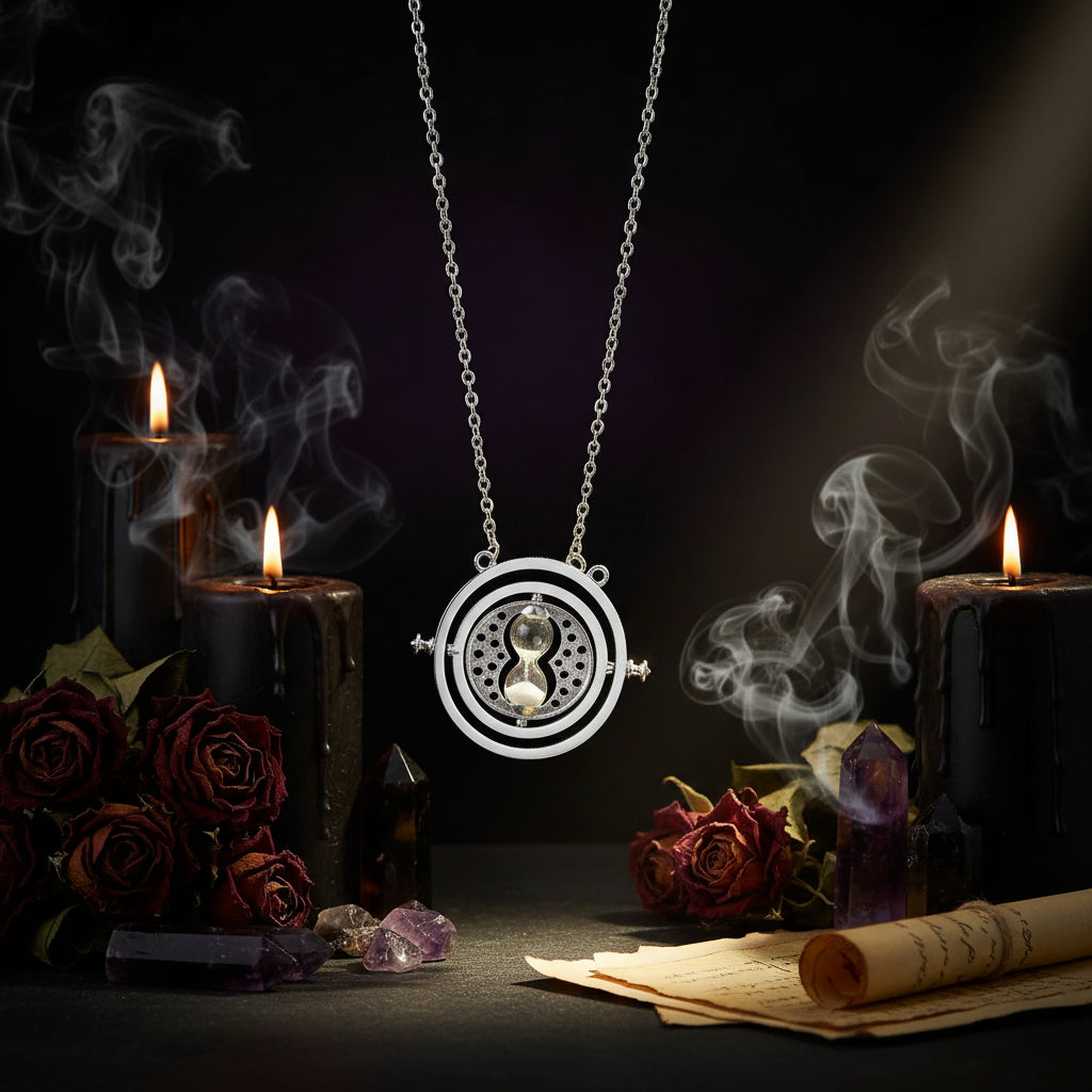 Time Turner Hourglass Necklace - Sorceress Sanctuary Gray-Pink-Silver-Gold-White