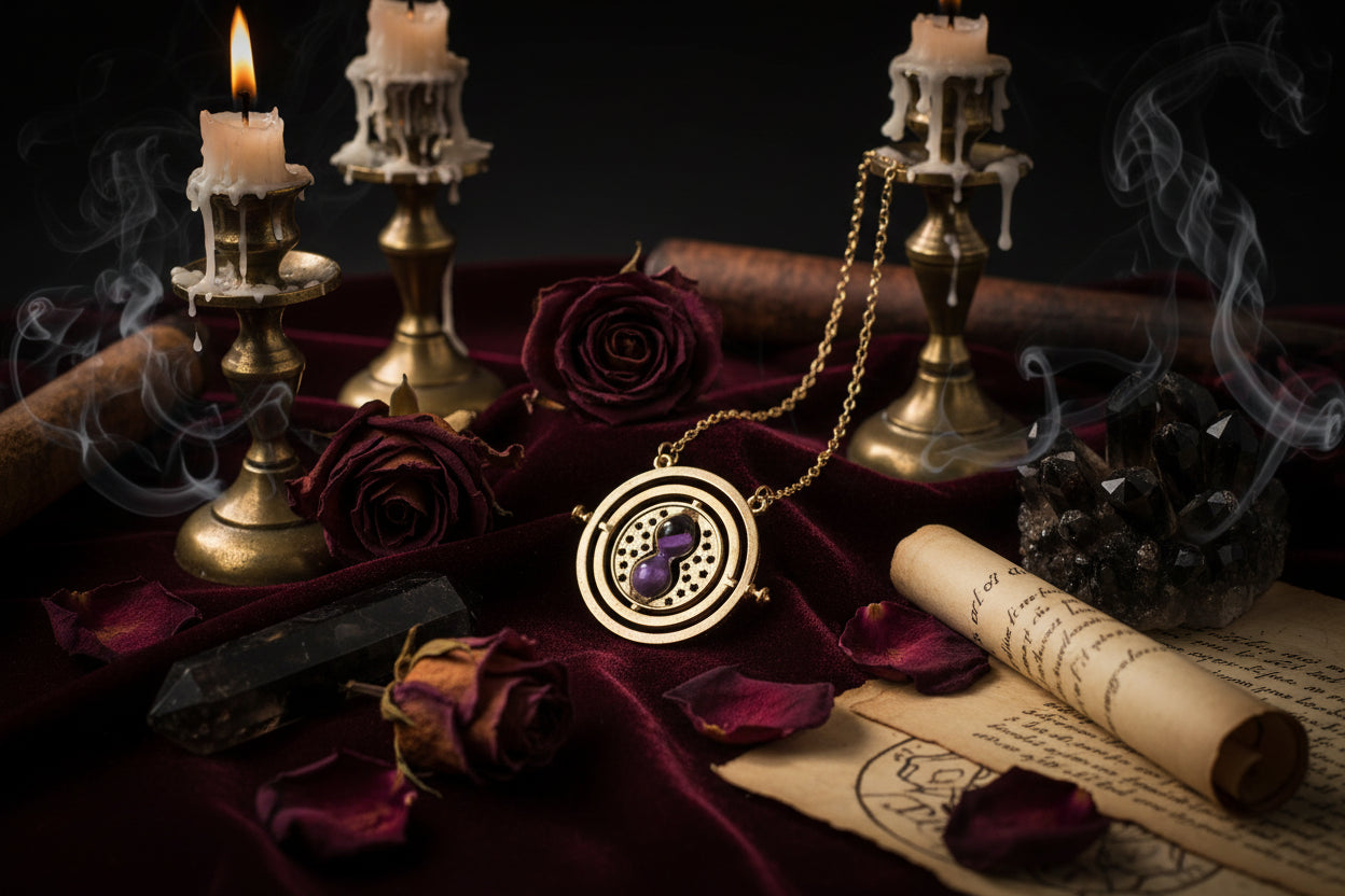 Time Turner Hourglass Necklace - Sorceress Sanctuary Gray-Pink-Silver-Gold-White