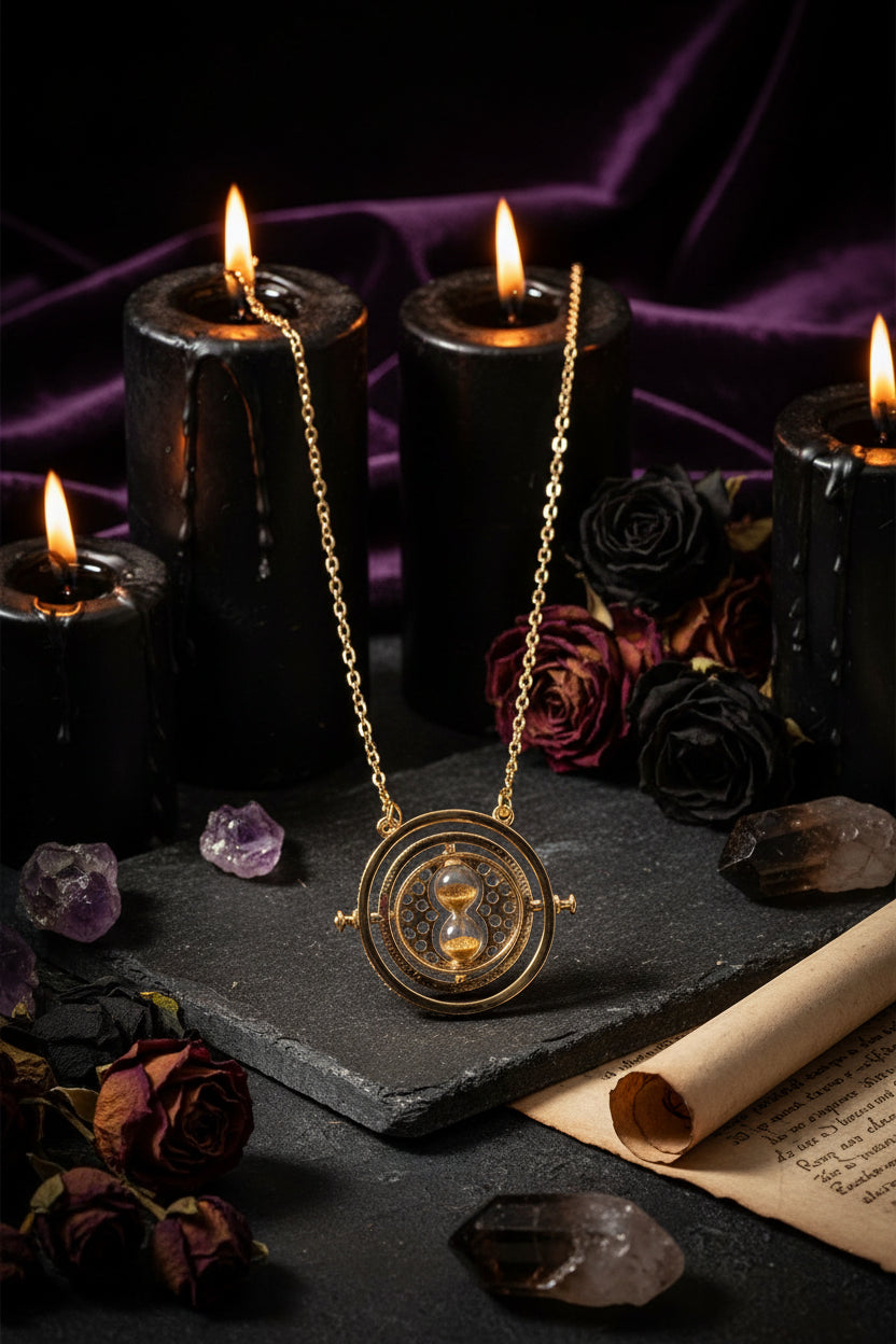 Time Turner Hourglass Necklace - Sorceress Sanctuary Gray-Pink-Silver-Gold-White