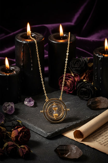 Time Turner Hourglass Necklace - Sorceress Sanctuary Gray-Pink-Silver-Gold-White