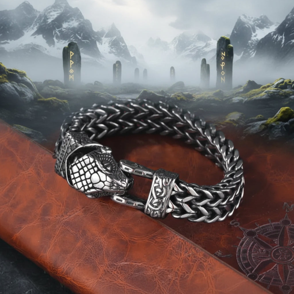Titanium Viking Bracelet - Sorceress Sanctuary Dog Head 19CM-Dog Head 21CM-Dog Head 23CM-Olecranon 19CM-Olecranon 21CM