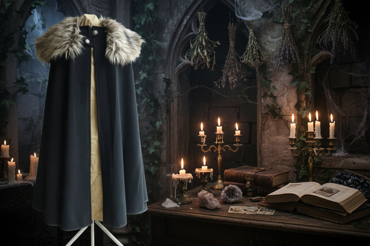 Traditional Fur Cape - Sorceress Sanctuary Grey / S-Grey / M-Grey / L-Grey / XL-Grey / 2XL