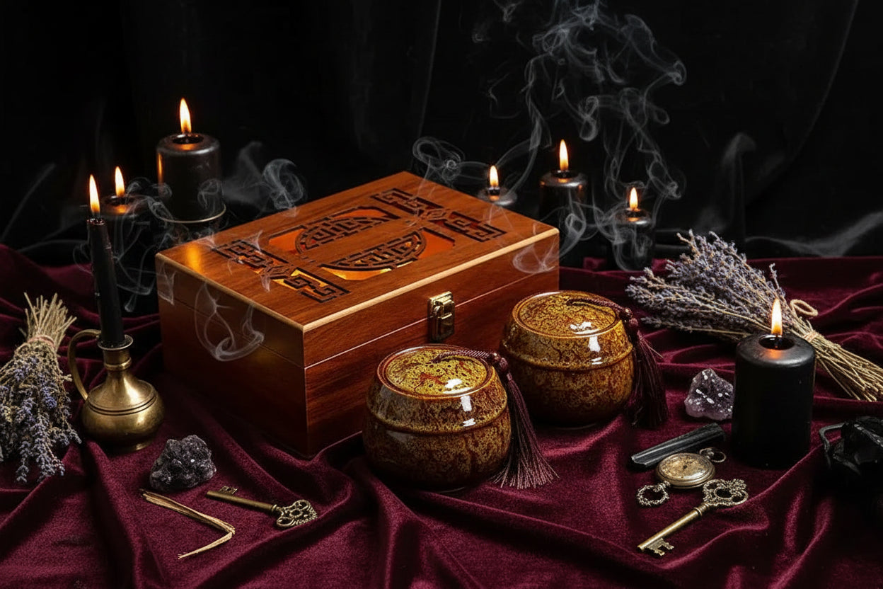 Traditional Tea Set - Sorceress Sanctuary Blue-Yellow-Green-Red-White