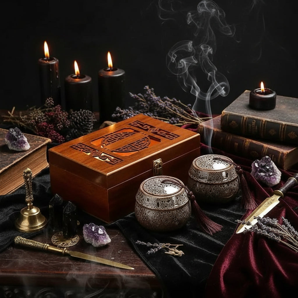Traditional Tea Set - Sorceress Sanctuary Blue-Yellow-Green-Red-White