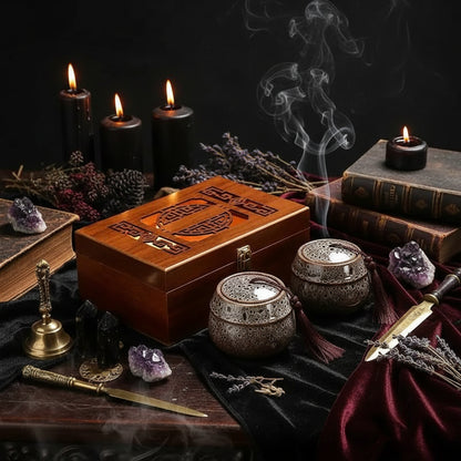 Traditional Tea Set - Sorceress Sanctuary Blue-Yellow-Green-Red-White