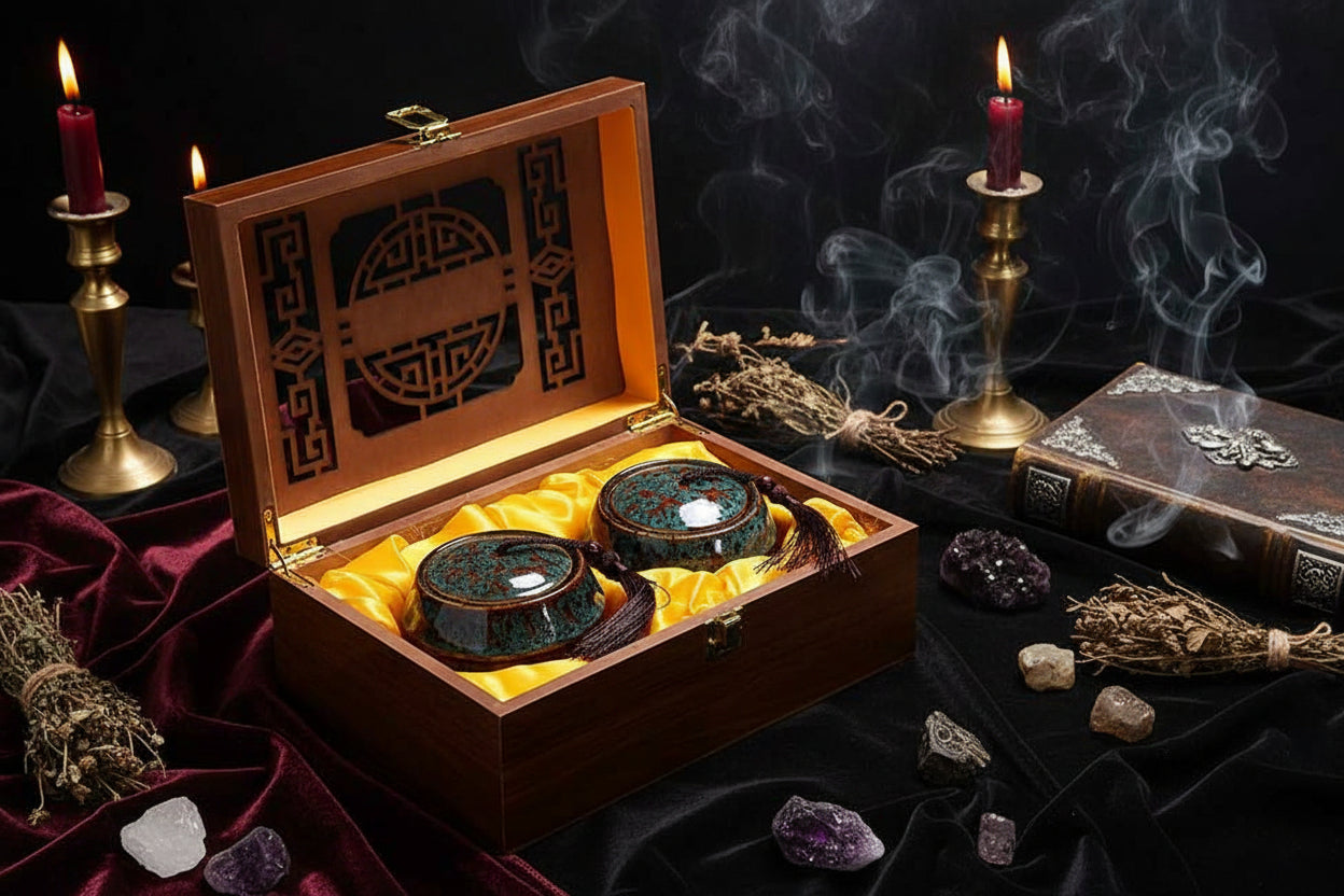 Traditional Tea Set - Sorceress Sanctuary Blue-Yellow-Green-Red-White