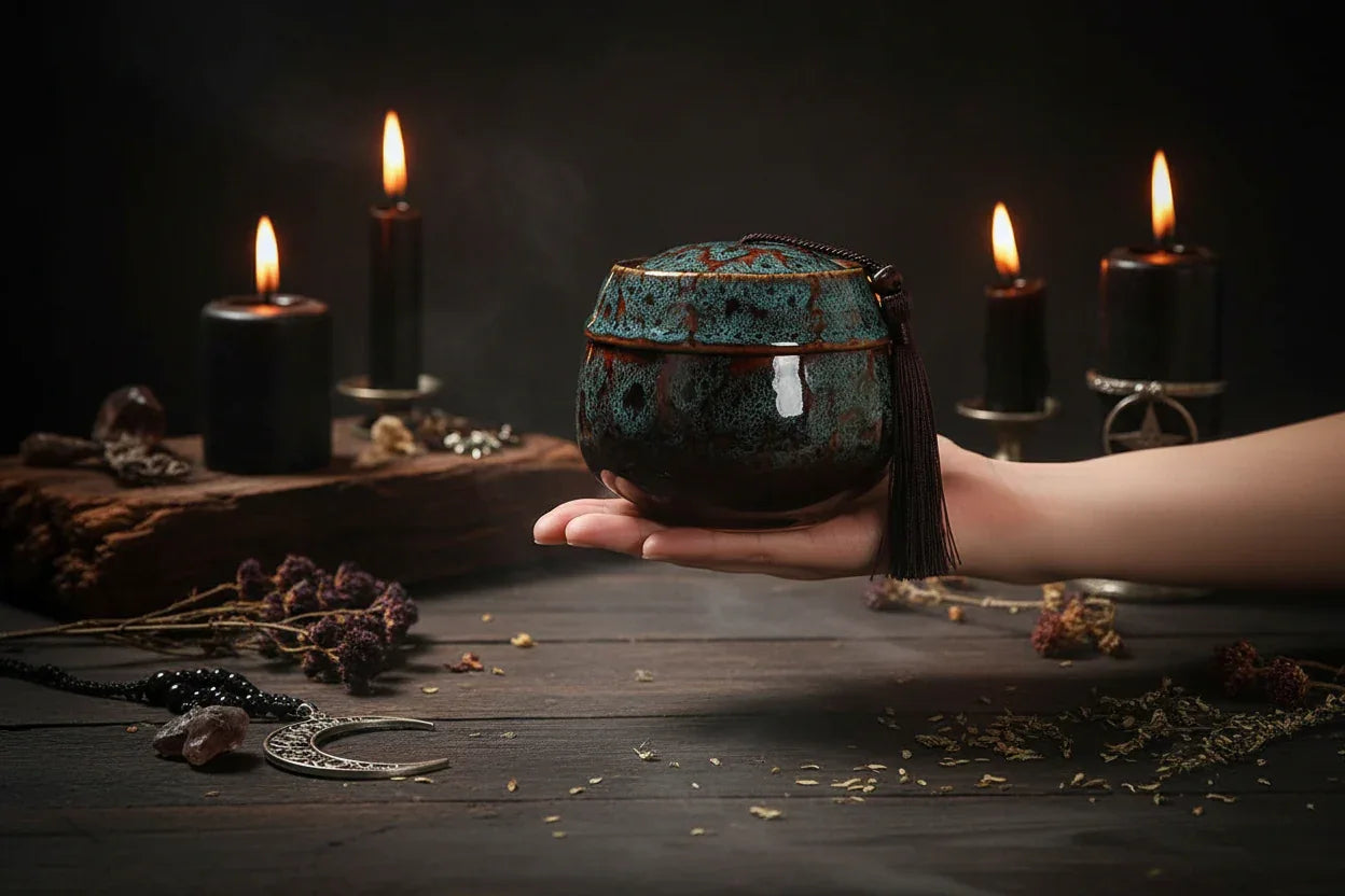 Traditional Tea Set - Sorceress Sanctuary Blue-Yellow-Green-Red-White