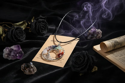 Tree Crystal Necklace - Sorceress Sanctuary Natural white crystal / 50mm long 45+5cm-Style 2 silver / 50mm long 45+5cm-Natural Green East Mausoleum / 50mm long 45+5cm-Natural Amethyst / 50mm long 45+5cm-Style 3 Gold / 50mm long 45+5cm