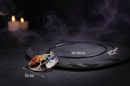 Tree Crystal Necklace - Sorceress Sanctuary Natural white crystal / 50mm long 45+5cm-Style 2 silver / 50mm long 45+5cm-Natural Green East Mausoleum / 50mm long 45+5cm-Natural Amethyst / 50mm long 45+5cm-Style 3 Gold / 50mm long 45+5cm