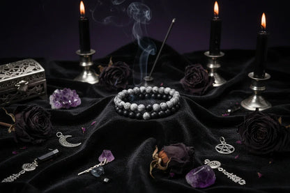 Twin Flame Bracelets - Sorceress Sanctuary Yellow Tiger + Matte Black / 19cm-Blue pine + matte black / 19cm-Red pine + matte black / 19cm-Volcanic stone + yellow tiger / 19cm-Map + Matte Black / 19cm