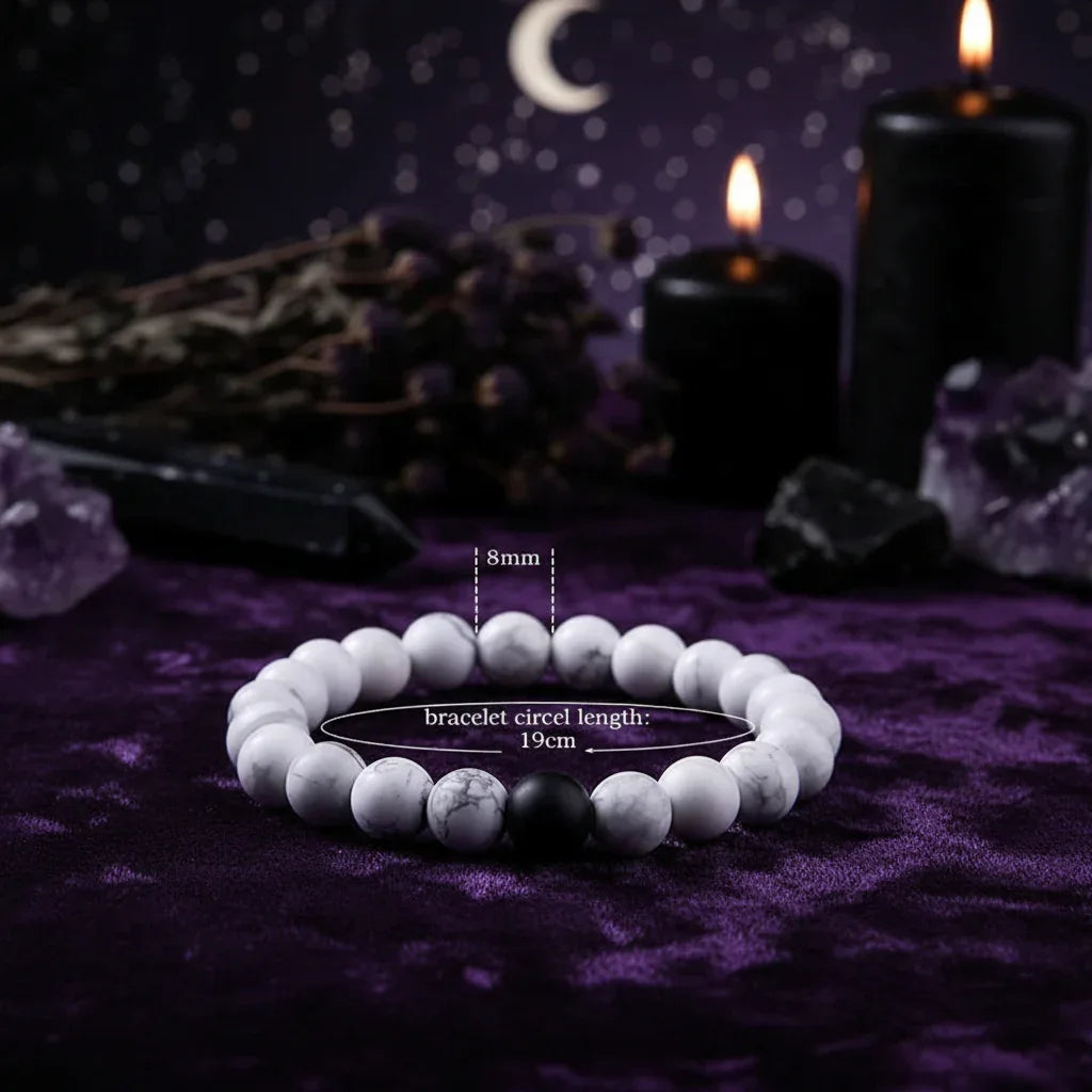 Twin Flame Bracelets - Sorceress Sanctuary Yellow Tiger + Matte Black / 19cm-Blue pine + matte black / 19cm-Red pine + matte black / 19cm-Volcanic stone + yellow tiger / 19cm-Map + Matte Black / 19cm