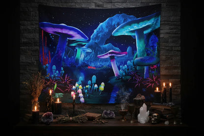UV Mushroom Forest Tapestry - Sorceress Sanctuary 51.2inch*59.1inch-59.1inch*78.7inch