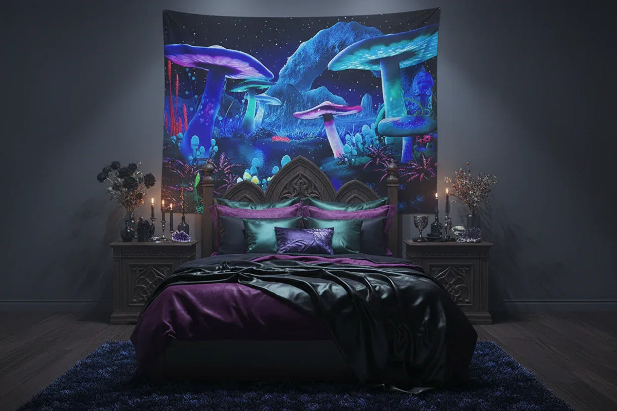 UV Mushroom Forest Tapestry - Sorceress Sanctuary 51.2inch*59.1inch-59.1inch*78.7inch