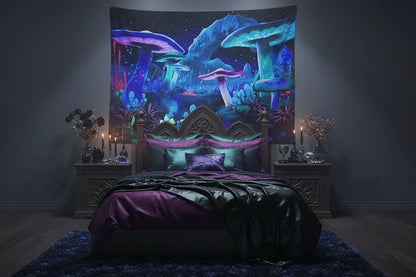 UV Mushroom Forest Tapestry - Sorceress Sanctuary 51.2inch*59.1inch-59.1inch*78.7inch