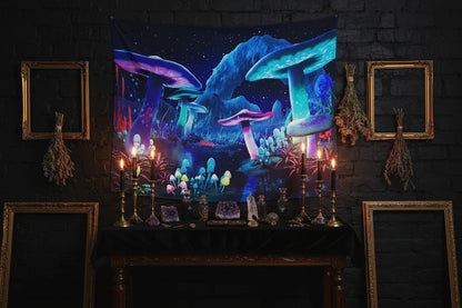 UV Mushroom Forest Tapestry - Sorceress Sanctuary 51.2inch*59.1inch-59.1inch*78.7inch