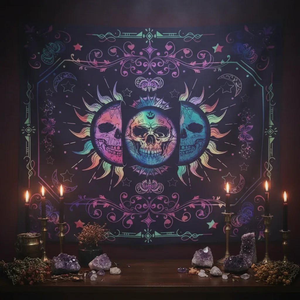 UV Skull Sun Tapestry