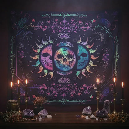 UV Skull Sun Tapestry