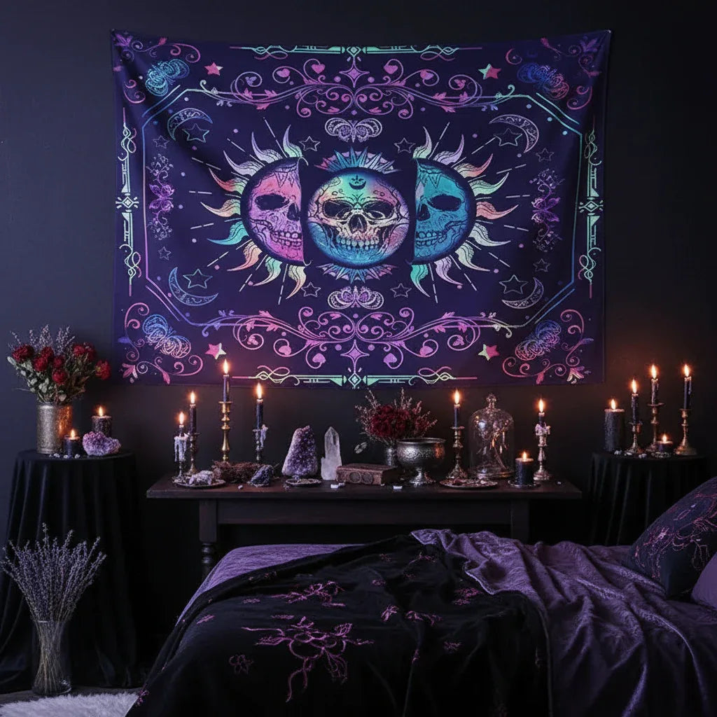 UV Skull Sun Tapestry, view 2