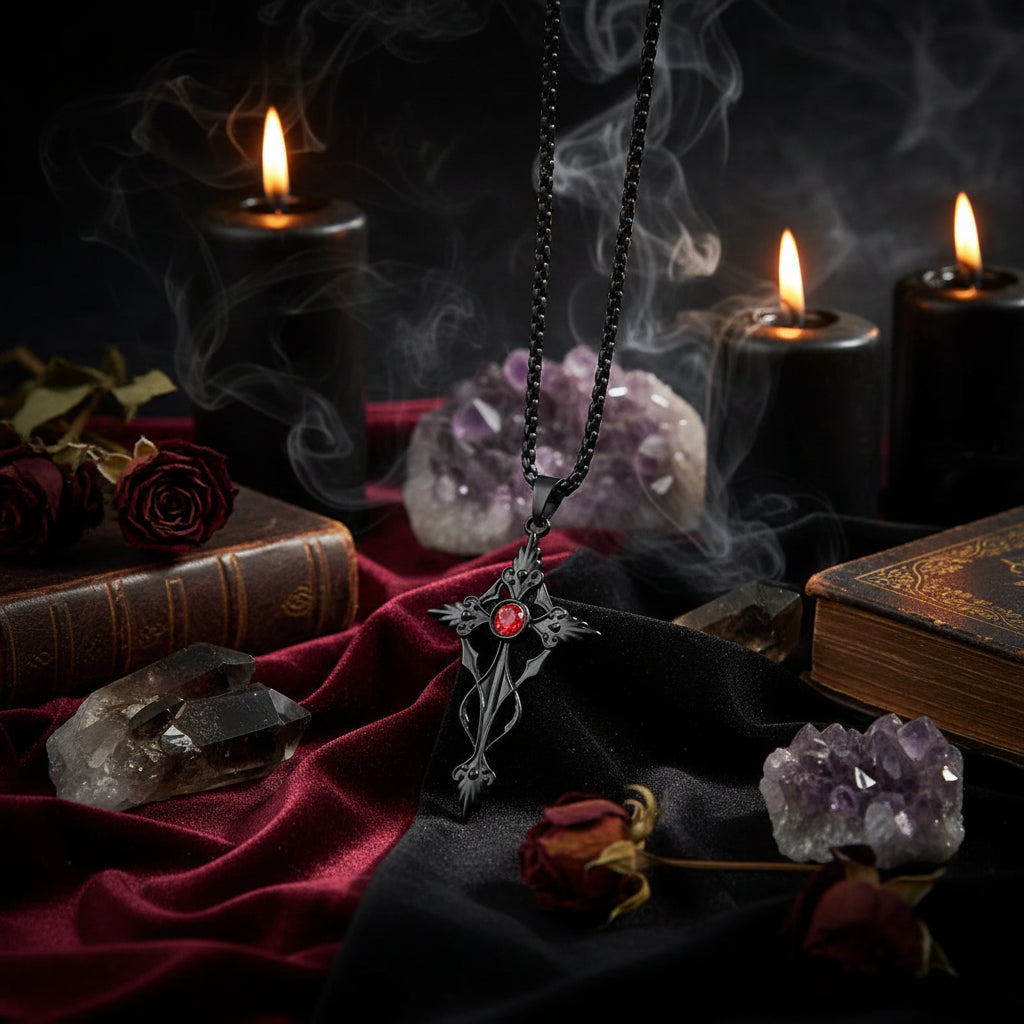 Vampire Cross Necklace - Sorceress Sanctuary