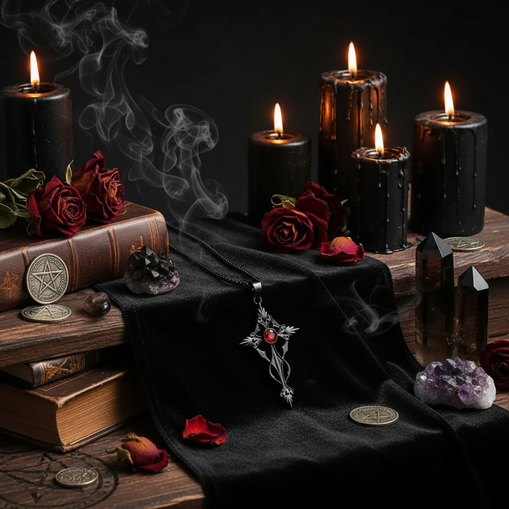 Vampire Cross Necklace - Sorceress Sanctuary