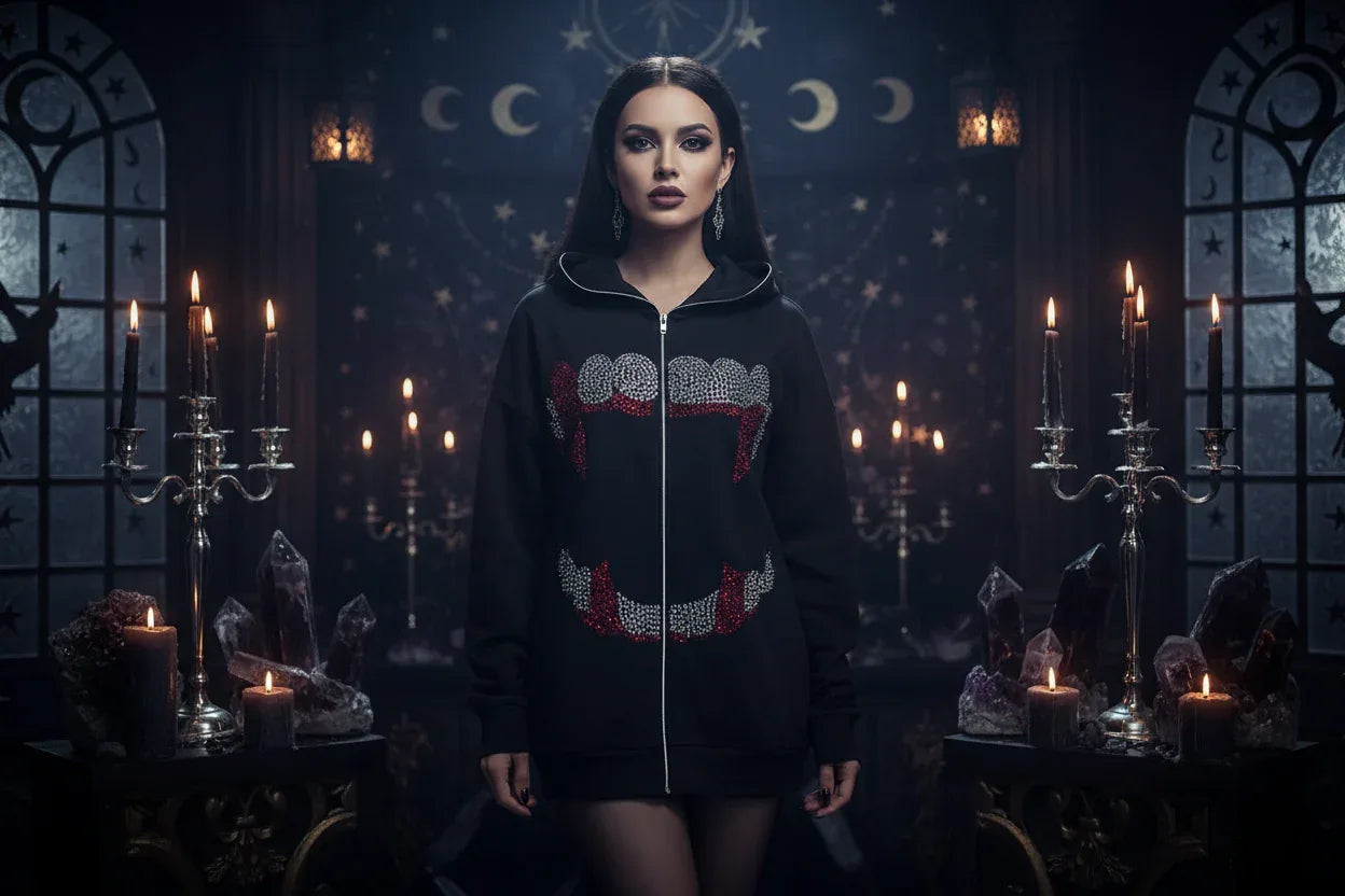 Vampire Gemstone Hoodie - Sorceress Sanctuary black / S-black / M-black / L-black / XL-black / XXL