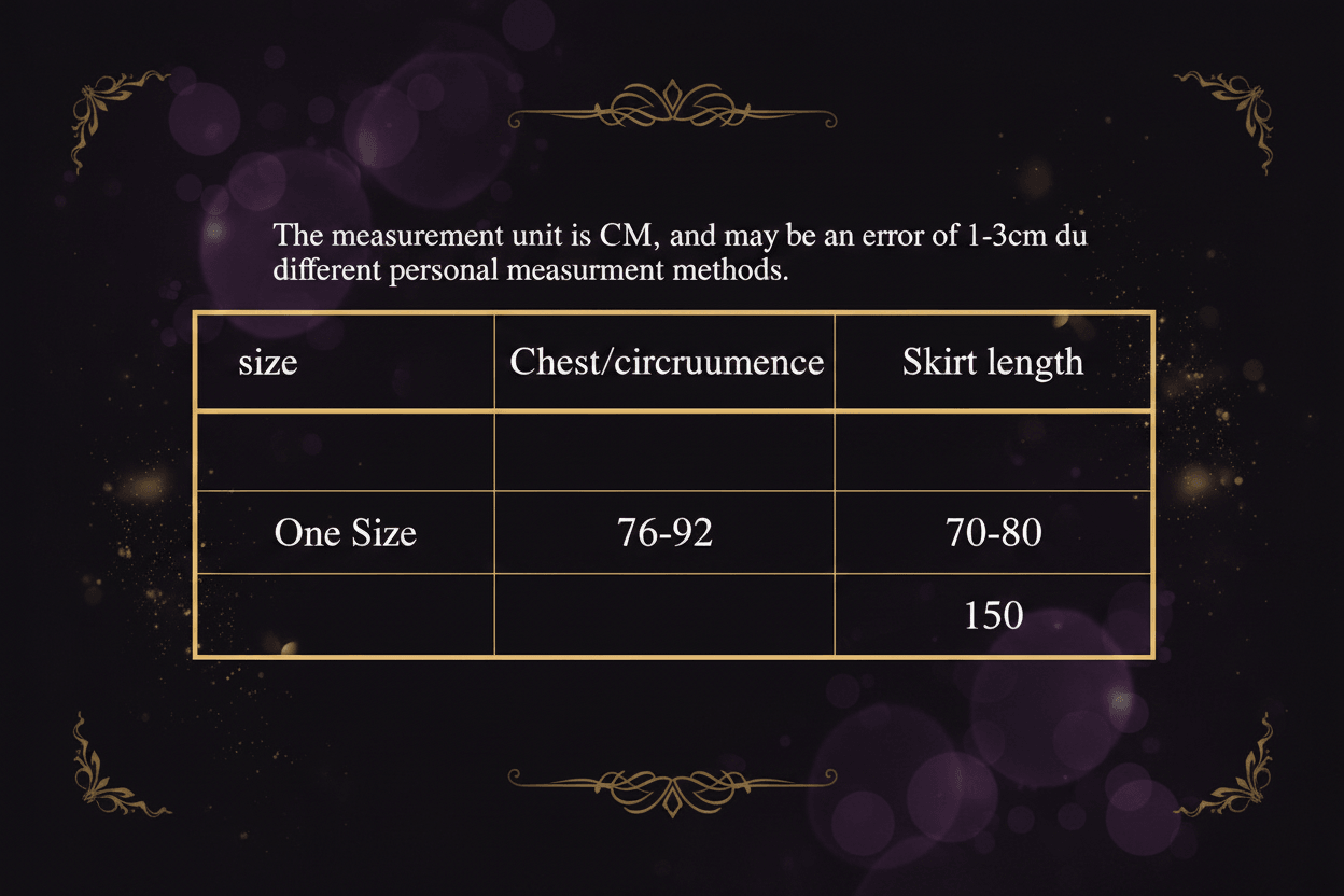 Measurement chart for skirt size with dimensions in centimeters