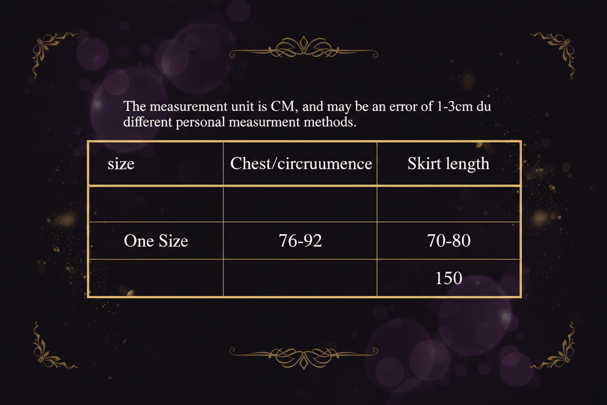 Measurement chart for skirt size with dimensions in centimeters
