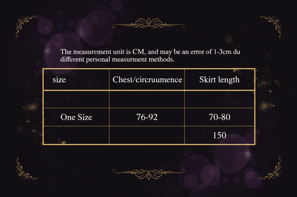 Measurement chart for skirt size with dimensions in centimeters