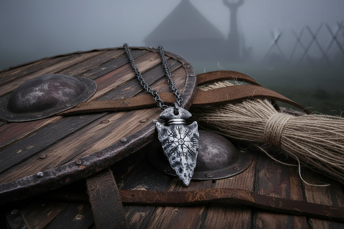 Vegvisir Rune Necklace - Sorceress Sanctuary Grey