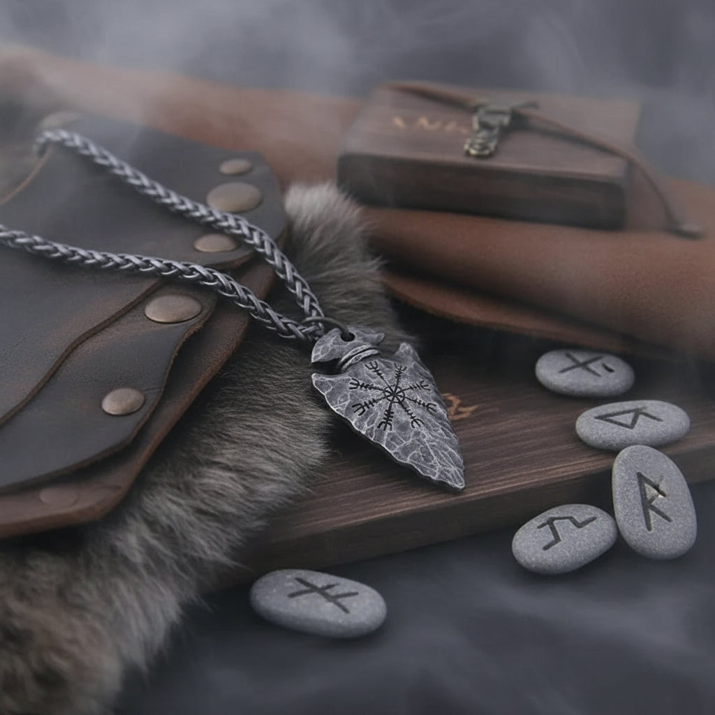 Vegvisir Rune Necklace - Sorceress Sanctuary Grey