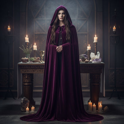 Velvet Sorceress Cloak - Sorceress Sanctuary Green / S-Green / M-Green / L-Green / XL-Purple / S