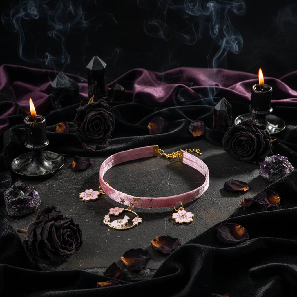 Velvet Star Collar - Sorceress Sanctuary Sakura Cat / XS-Sakura Cat / S-Sakura Cat / M-Sakura Cat / L-Kitten / XS