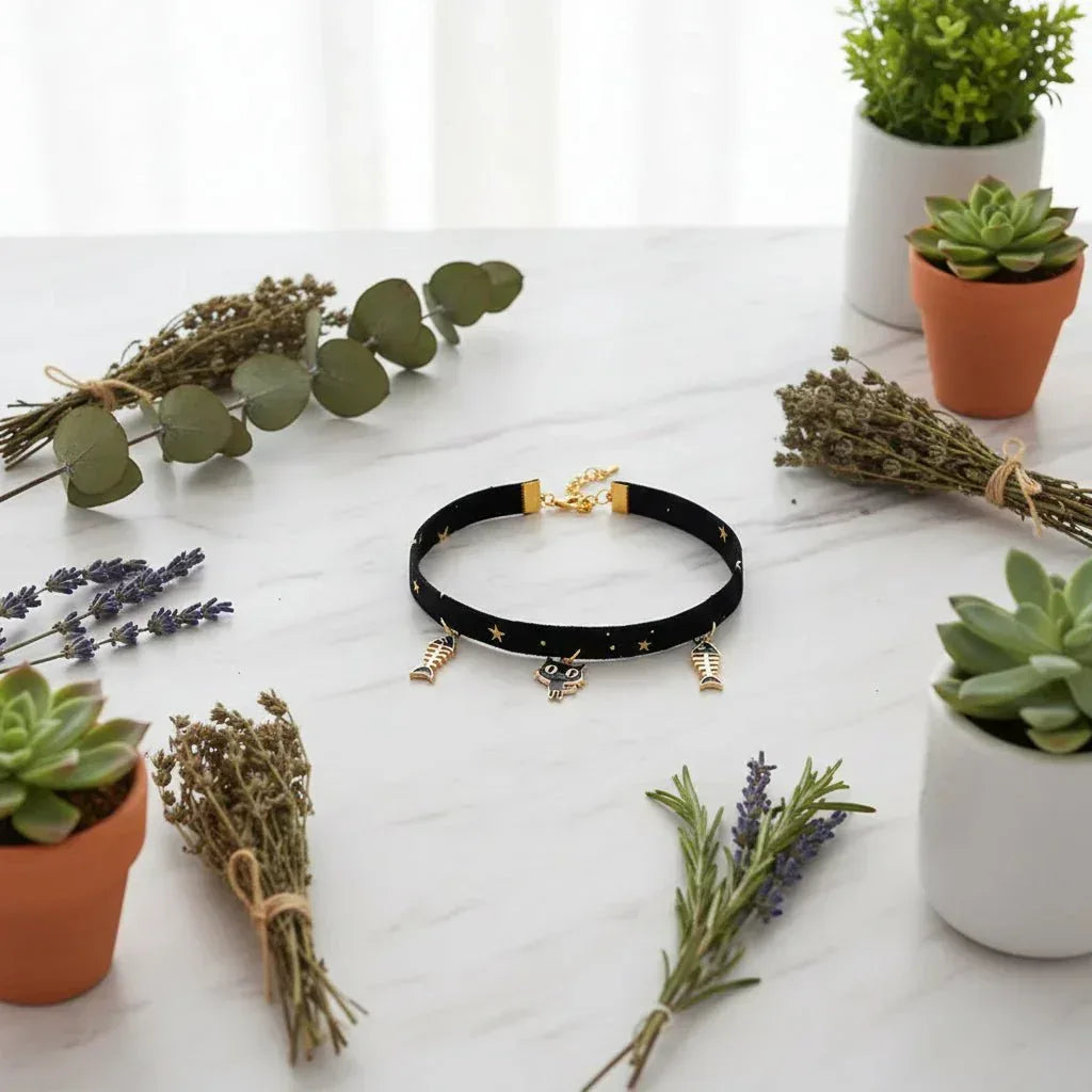 Velvet Star Collar - Sorceress Sanctuary Sakura Cat / XS-Sakura Cat / S-Sakura Cat / M-Sakura Cat / L-Kitten / XS