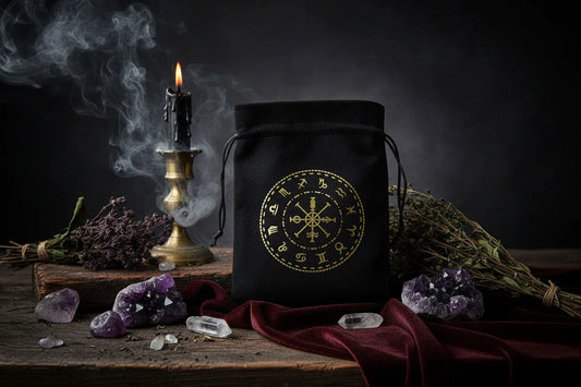 Velvet Tarot Bag - Sorceress Sanctuary Fire Song Black Bag-Fire Song Purple Bag-Black bag of twelve zodiac signs-Zodiac bag purple 1-Three Moon Phases Black Bag