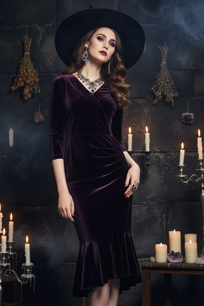 Velvet Witch Dress - Sorceress Sanctuary Purple / S-Purple / M-Purple / L-Purple / XL-Purple / XXL