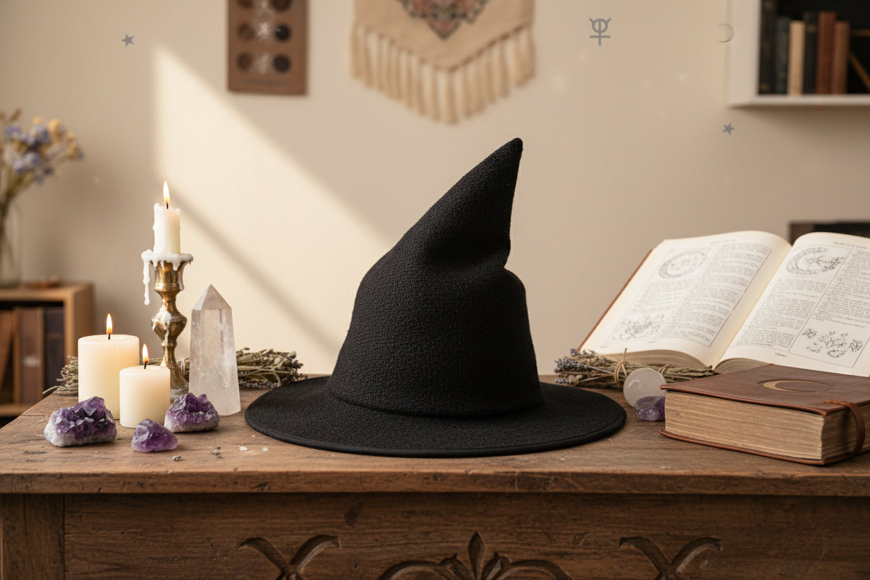 Velvet Witch Hat - Sorceress Sanctuary Black-Dark blue-Red wine-Light grey-Khaki