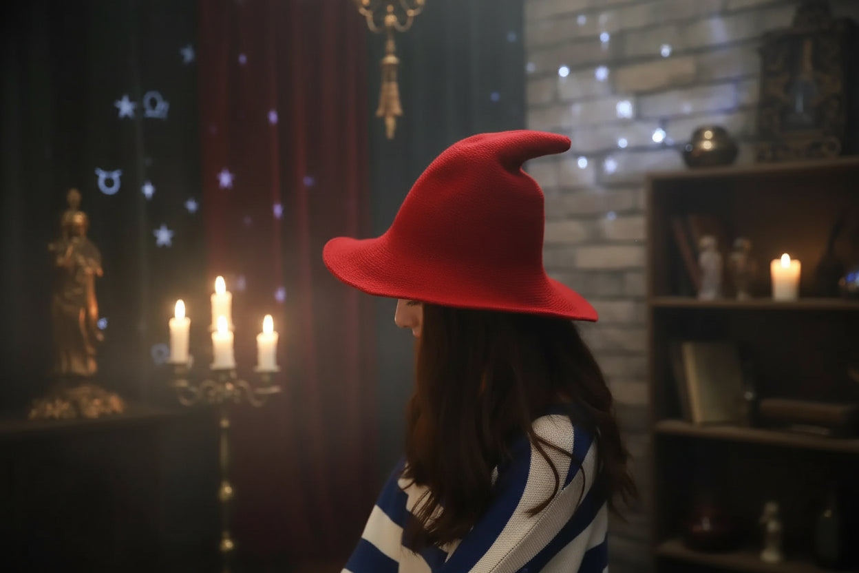 Velvet Witch Hat - Sorceress Sanctuary Black-Dark blue-Red wine-Light grey-Khaki