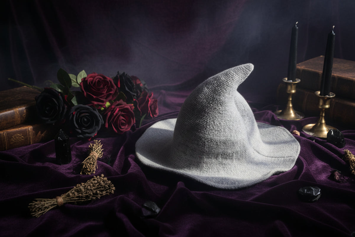Velvet Witch Hat - Sorceress Sanctuary Black-Dark blue-Red wine-Light grey-Khaki