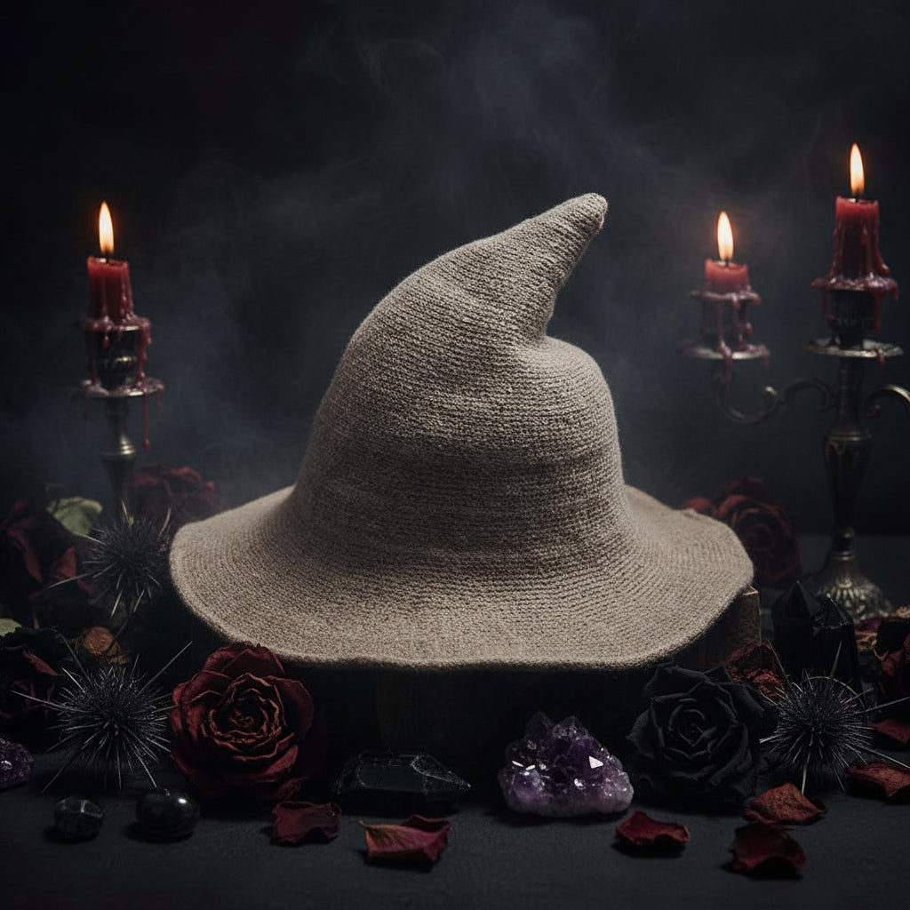 Velvet Witch Hat - Sorceress Sanctuary Black-Dark blue-Red wine-Light grey-Khaki
