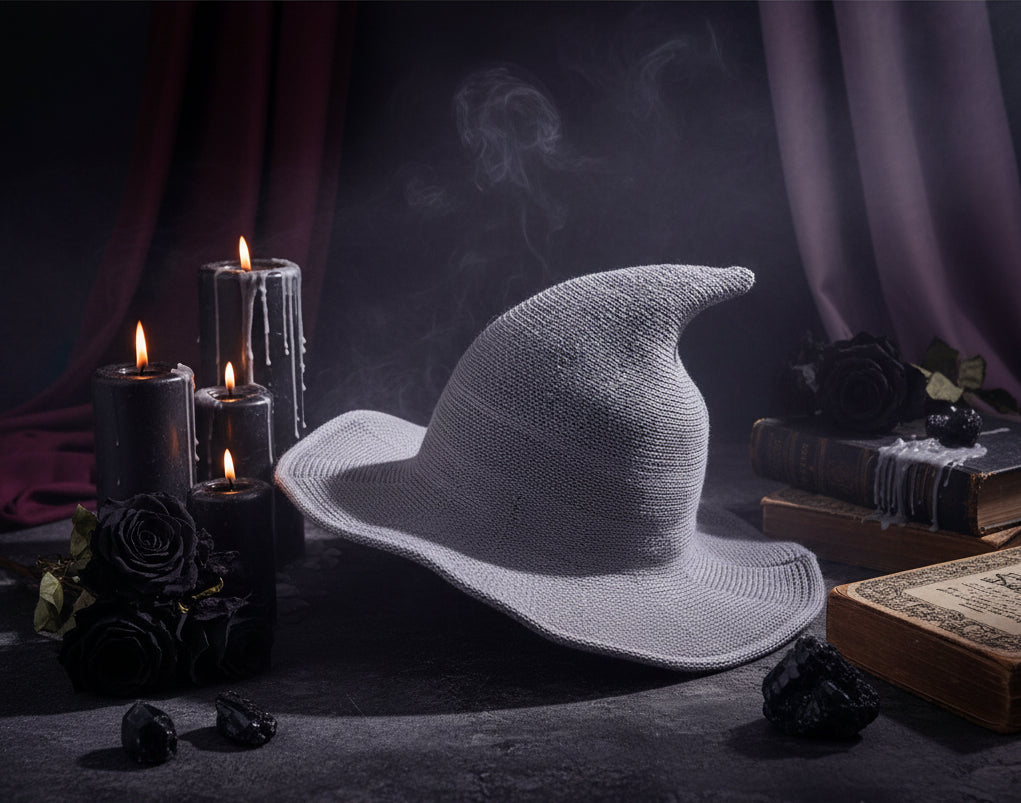 Velvet Witch Hat - Sorceress Sanctuary Black-Dark blue-Red wine-Light grey-Khaki